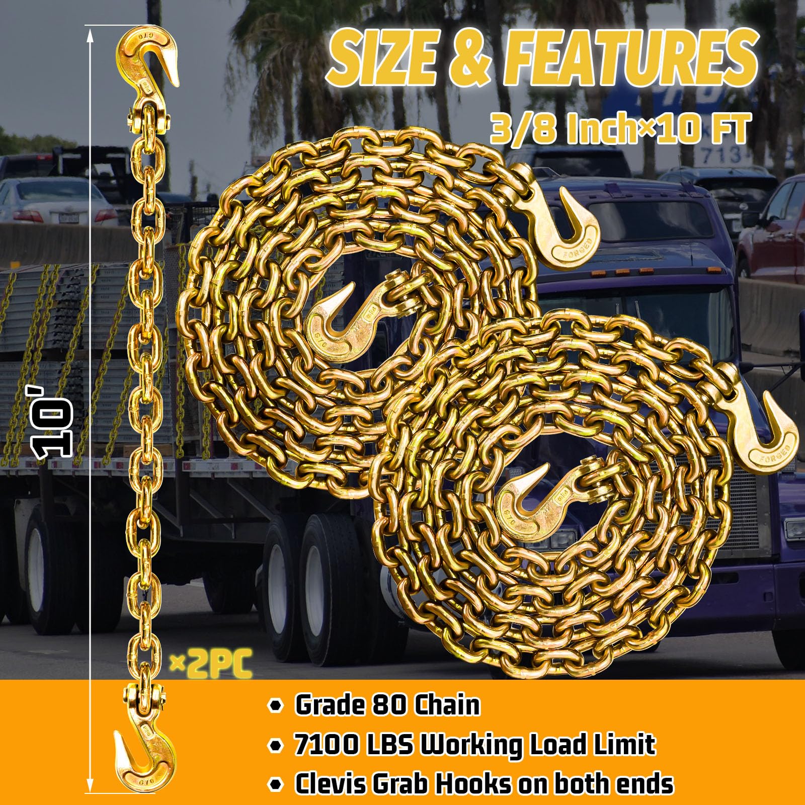 Amazon.com: SENKEYFE Transport Binder Chain G80-3/8 Inch×10 Foot